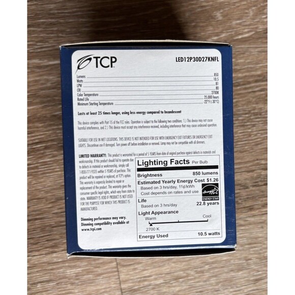 2 - Dimmable Elite TCP LED 10.5W - 75W halogen replacement 2700k Narrow Flood - Picture 3 of 5